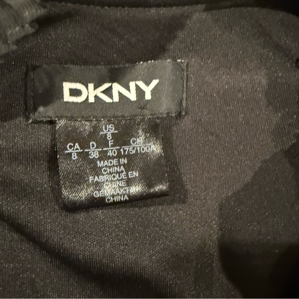 DKNY,  Black  Accordion Pleated Tie-Neck Dress, Size Large - Picture 2 of 12